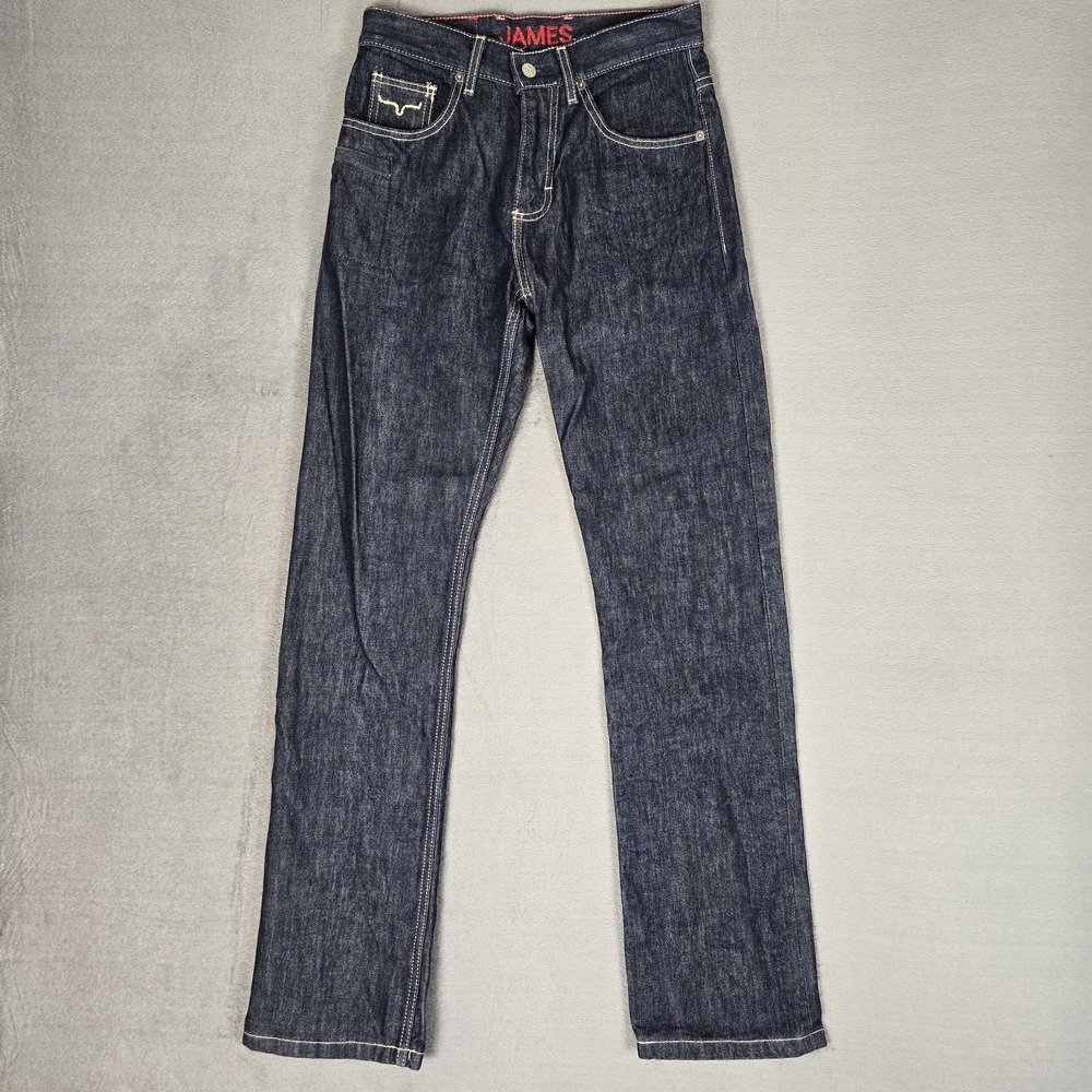 Kimes Ranch James Jeans Mens 29x32 Raw Dark Denim Straight Western Cowboy USA